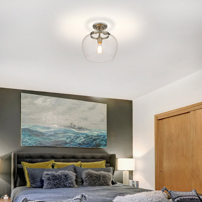 Joliet Semi Flush Mount Ceiling Light in bedroom.