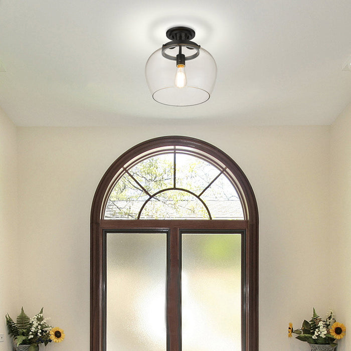 Joliet Semi Flush Mount Ceiling Light in living room.