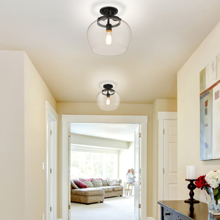 Joliet Semi Flush Mount Ceiling Light in living room.