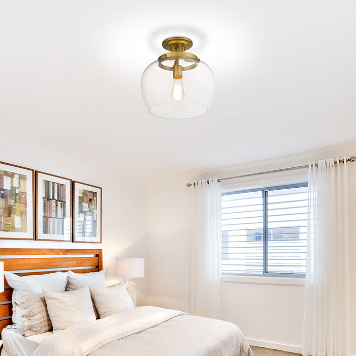 Joliet Semi Flush Mount Ceiling Light in bedroom.