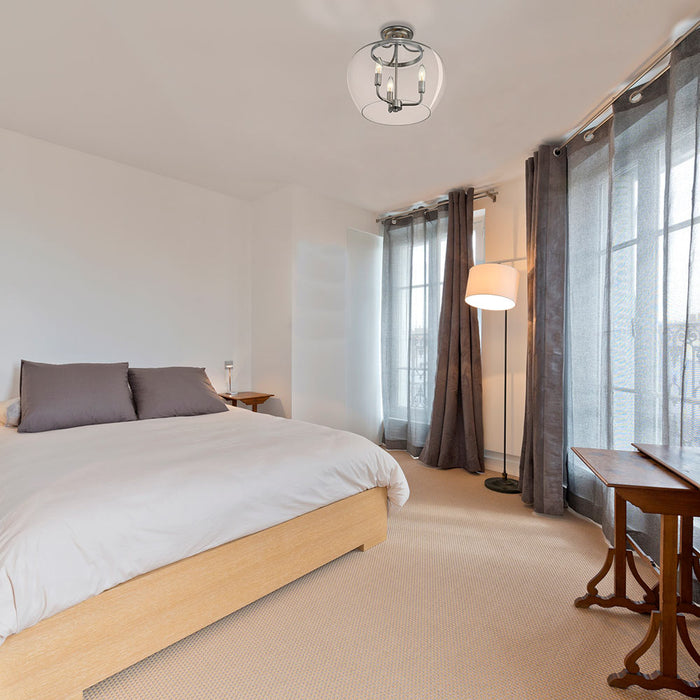 Joliet Semi Flush Mount Ceiling Light in bedroom.