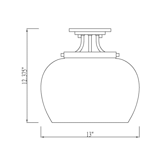 Joliet Semi Flush Mount Ceiling Light - line drawing.