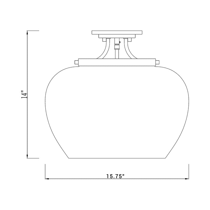 Joliet Semi Flush Mount Ceiling Light - line drawing.