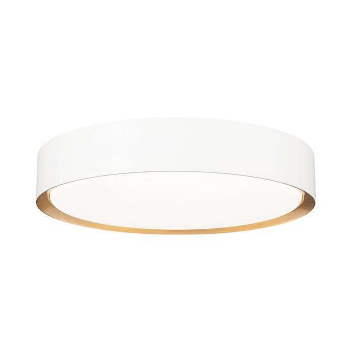 Kawan LED Flush Mount Ceiling Light in Matte White/Modern Gold (16-Inch).