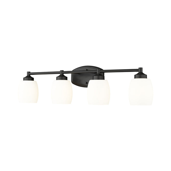 Kendrick Bath Vanity Light in Matte Black (4-Light).