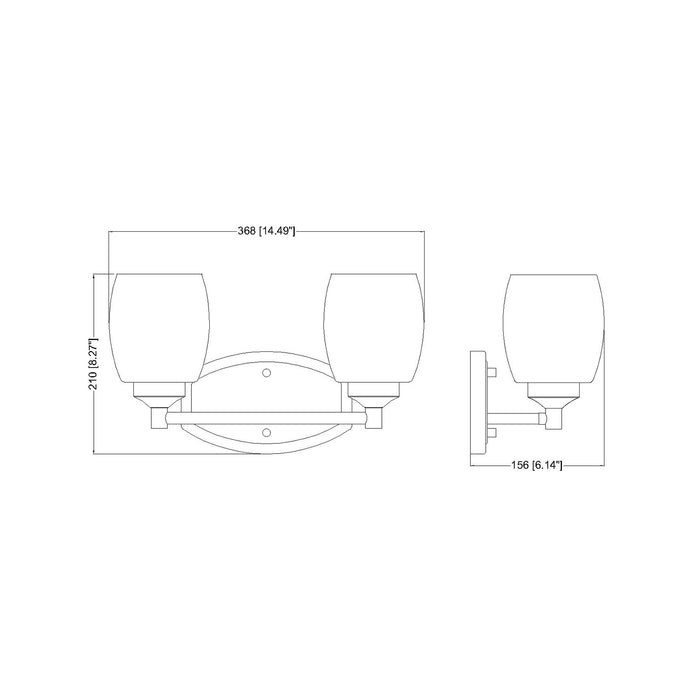 Kendrick Bath Vanity Light - line drawing.