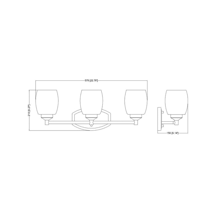 Kendrick Bath Vanity Light - line drawing.