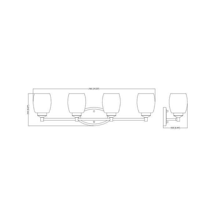 Kendrick Bath Vanity Light - line drawing.