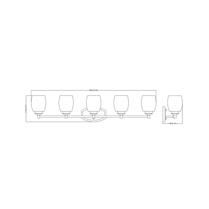 Kendrick Bath Vanity Light - line drawing.