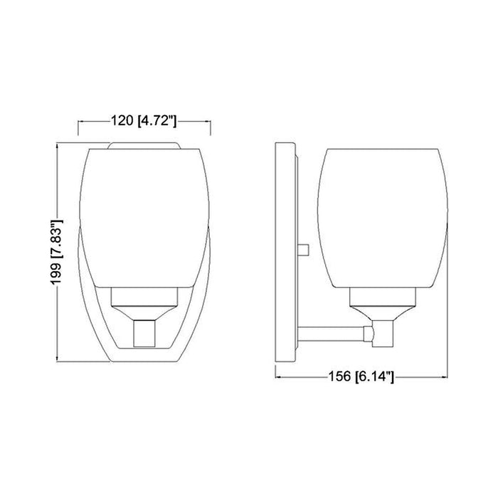 Kendrick Bath Wall Light - line drawing.