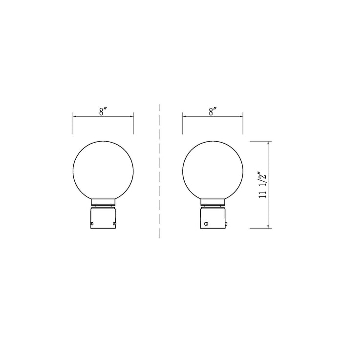 Laurent Outdoor Post Light - line drawing.