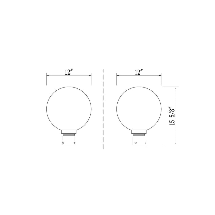 Laurent Outdoor Post Light - line drawing.