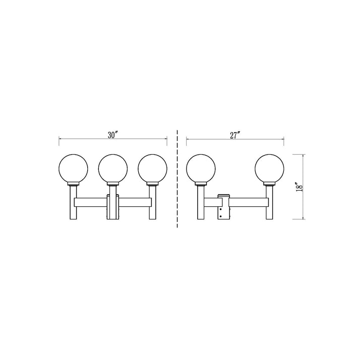 Laurent Outdoor Post Light - line drawing.