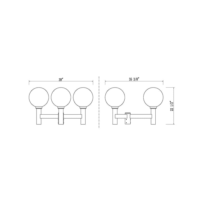 Laurent Outdoor Post Light - line drawing.