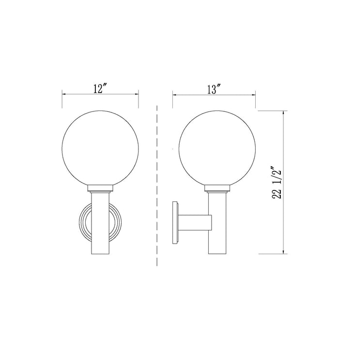 Laurent Outdoor Wall Light - line drawing.