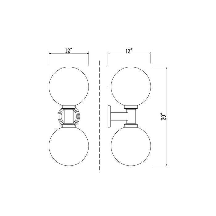 Laurent Outdoor Wall Light - line drawing.