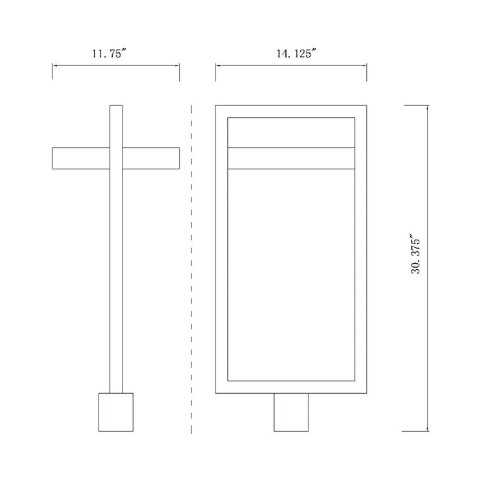 Luttrel Outdoor LED Post Light - line drawing.