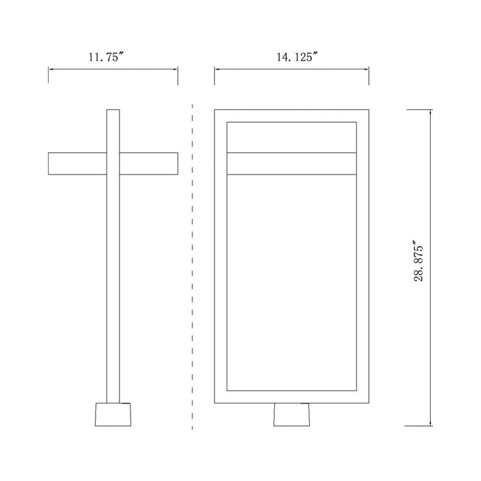 Luttrel Outdoor LED Post Light - line drawing.