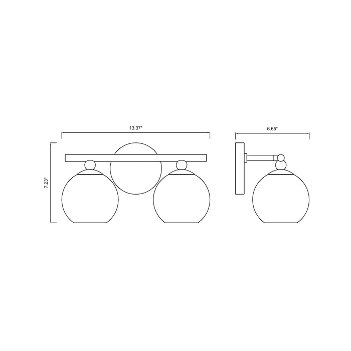 Neoma Bath Vanity Light - line drawing.