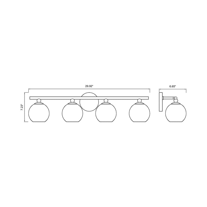 Neoma Bath Vanity Light - line drawing.