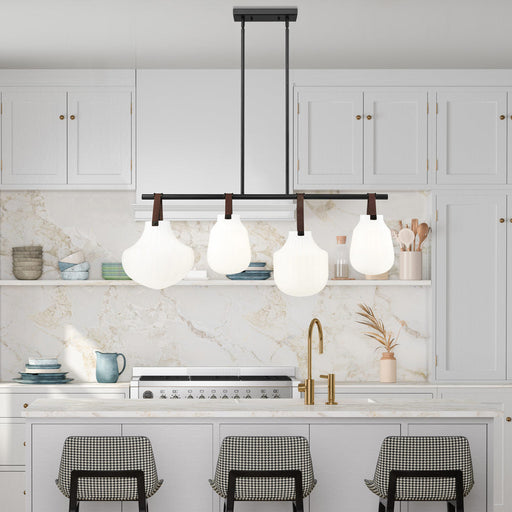 Newbury Linear Chandelier in kitchen.