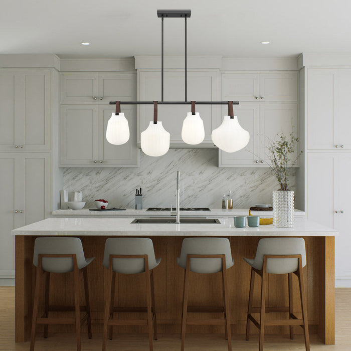 Newbury Linear Chandelier in kitchen.