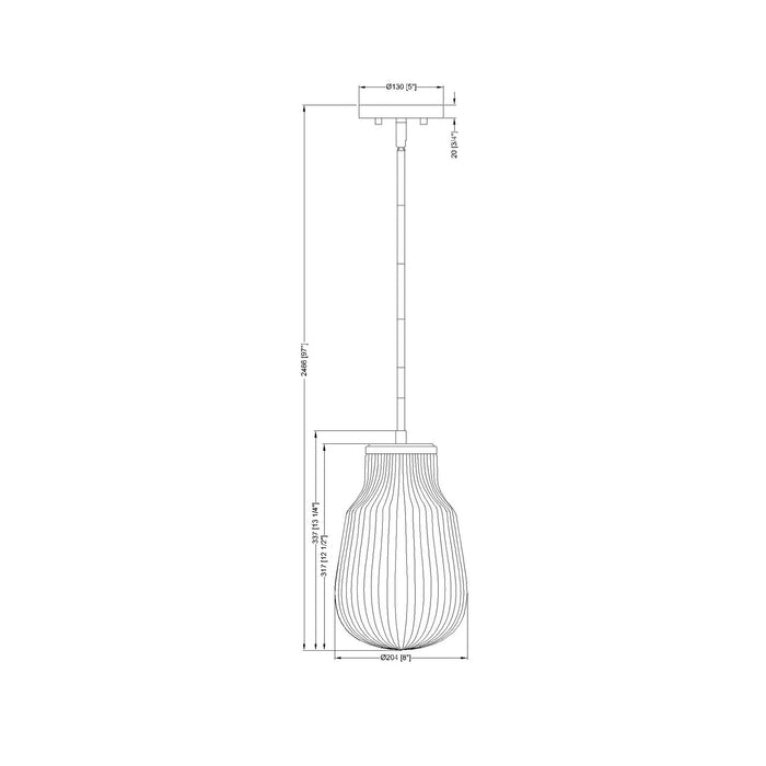 Newbury Pendant Light - line drawing.