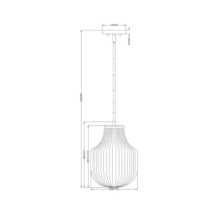 Newbury Pendant Light - line drawing.