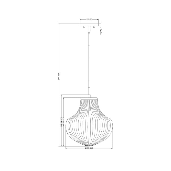 Newbury Pendant Light - line drawing.