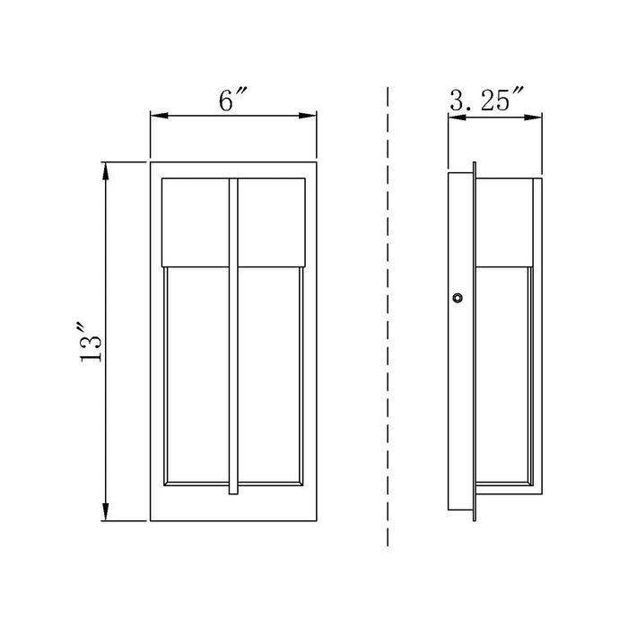 Nyx Outdoor LED Wall Light - line drawing.