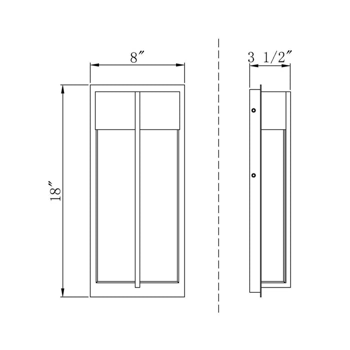 Nyx Outdoor LED Wall Light - line drawing.