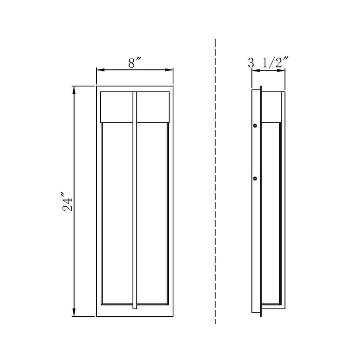 Nyx Outdoor LED Wall Light - line drawing.