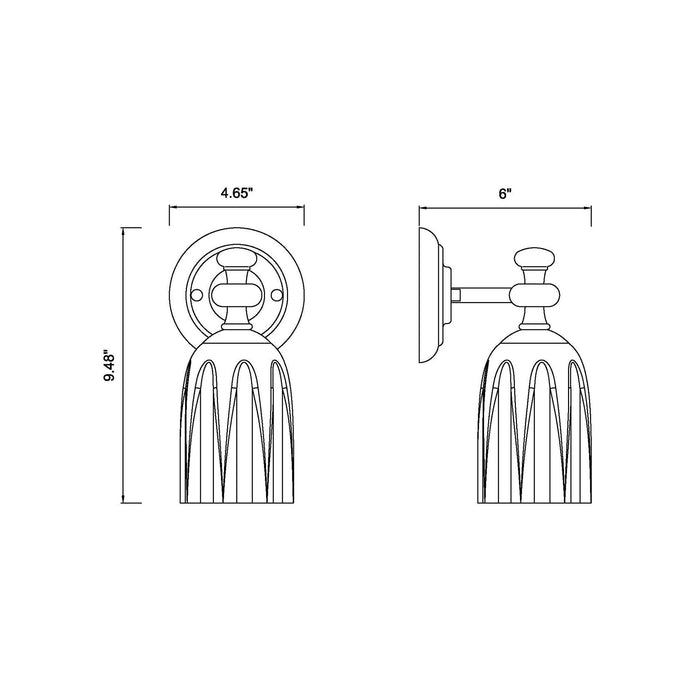 Orion Bath Wall Light - line drawing.