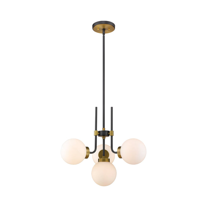 Parsons Chandelier in Matte Black/Olde Brass (4-Light).