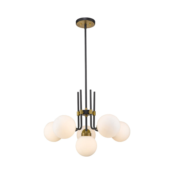 Parsons Chandelier in Matte Black/Olde Brass (6-Light).