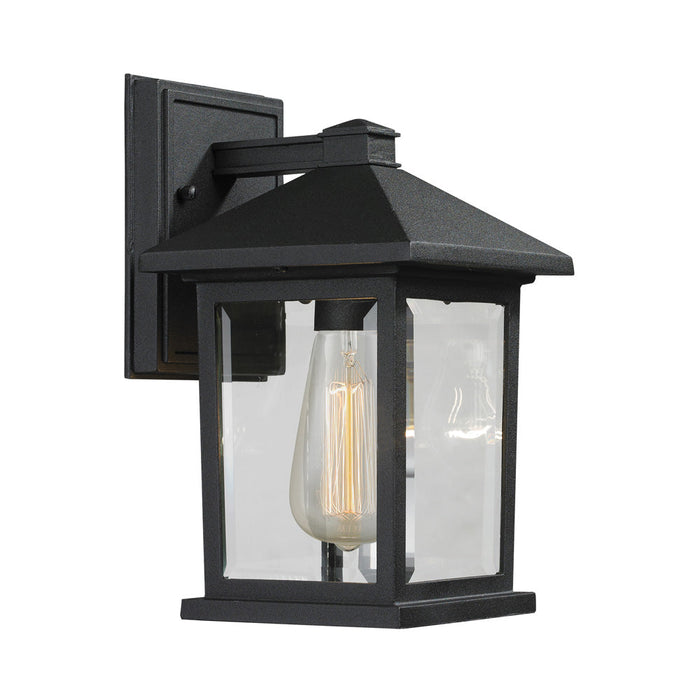 Portland Outdoor Wall Light in Black/Clear Beveled (10.25-Inch).