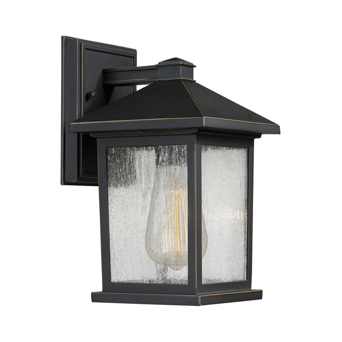 Portland Outdoor Wall Light in Oil Rubbed Bronze/Clear Seedy (10.25-Inch).