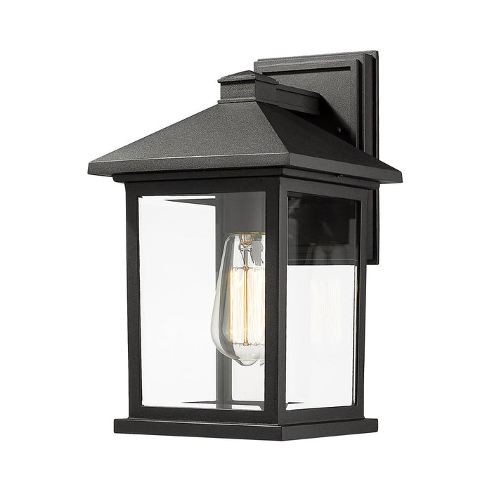 Portland Outdoor Wall Light in Black/Clear Beveled (14-Inch).