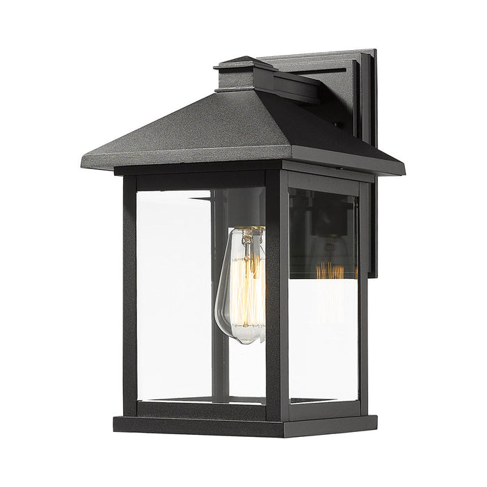 Portland Outdoor Wall Light in Black/Clear Beveled (15.75-Inch).