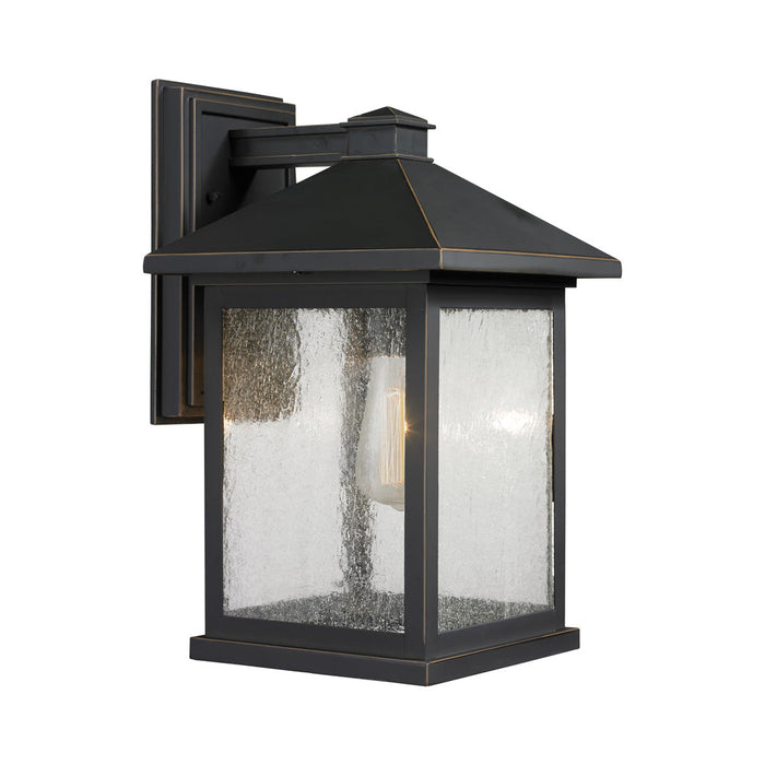 Portland Outdoor Wall Light in Oil Rubbed Bronze/Clear Seedy (15.75-Inch).