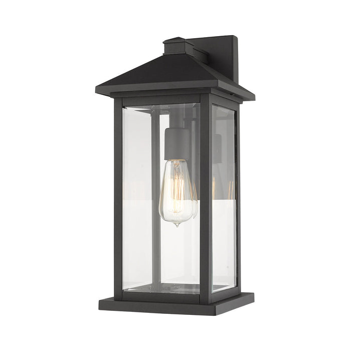 Portland Outdoor Wall Light in Black/Clear Beveled (18-Inch).