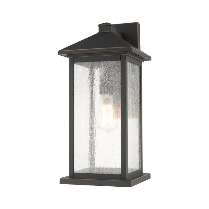 Portland Outdoor Wall Light in Oil Rubbed Bronze/Clear Seedy (18-Inch).