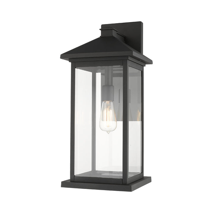 Portland Outdoor Wall Light in Black/Clear Beveled (22-Inch).