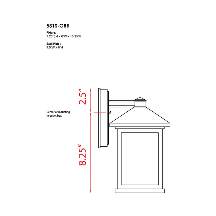 Portland Outdoor Wall Light - line drawing.