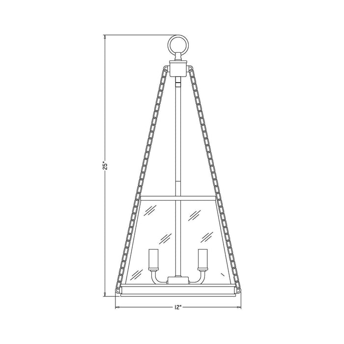 Prescott Pendant Light - line drawing.