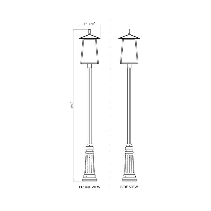 Rainer Outdoor Clear Glass Post Light - line drawing.