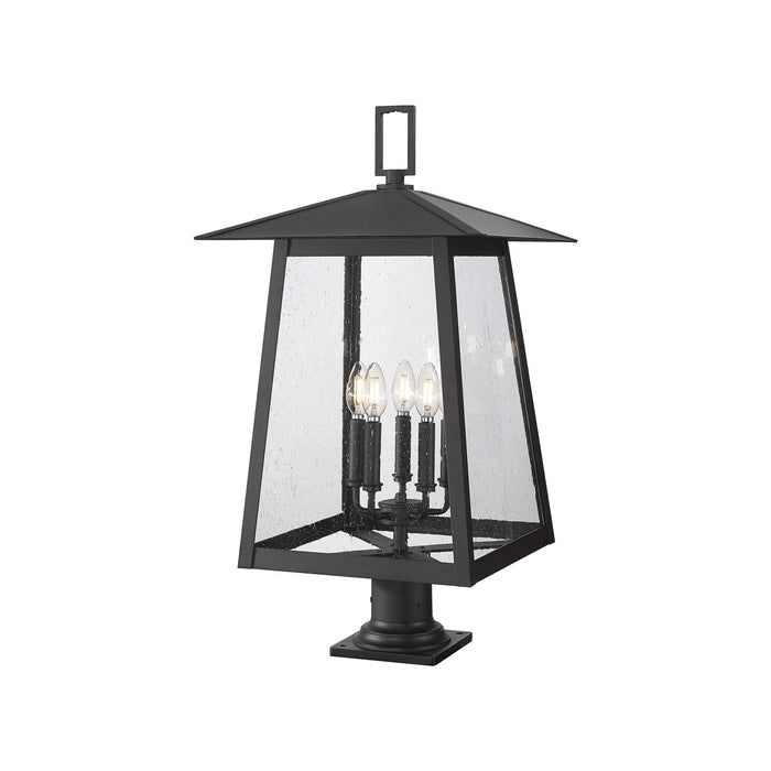 Rainer Outdoor Lantern Post Light in Round Pier Mount (15.5-Inch).