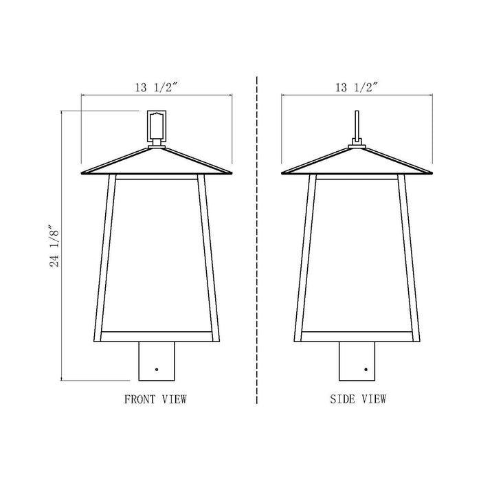 Rainer Outdoor Lantern Post Light - line drawing.