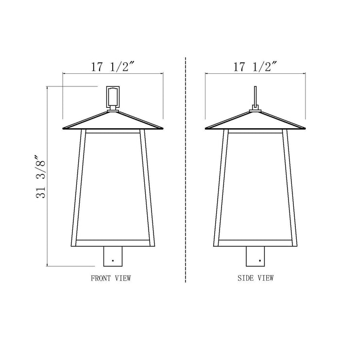 Rainer Outdoor Lantern Post Light - line drawing.