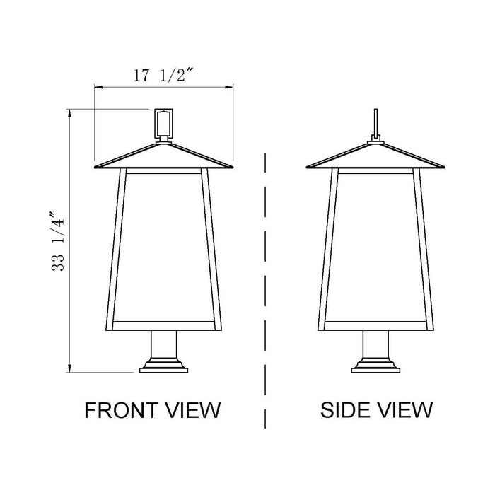 Rainer Outdoor Lantern Post Light - line drawing.